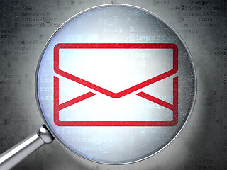 Image showing Finance concept: Email with optical glass on digital background