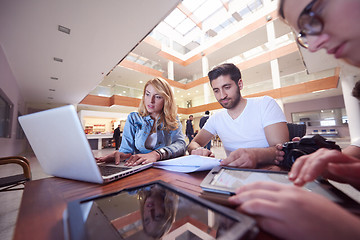 Image showing students group working on school  project  together