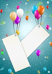 Image showing flying balloons with blank papers