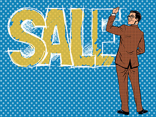 Image showing Businessman writing the word sale