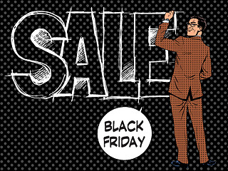 Image showing Black Friday businessman writes sale