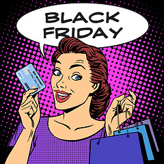 Image showing Black Friday woman with business card discounts