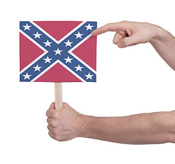 Image showing Hand holding small card - Flag of the Confederacy