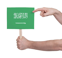 Image showing Hand holding small card - Flag of Saudi Arabia