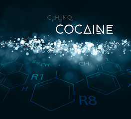 Image showing Cocaine powder with the chemical formula.