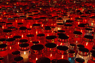 Image showing Candles Burning At a Cemetery