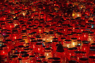 Image showing Candles Burning At a Cemetery