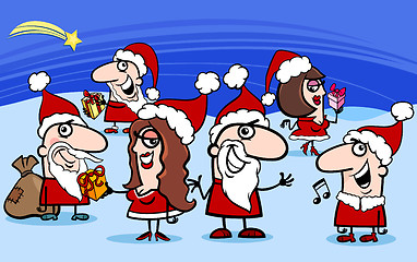 Image showing christmas santa clauses cartoon