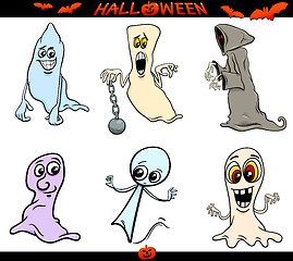 Image showing halloween ghosts cartoon set