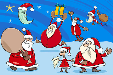 Image showing santa clauses group cartoon