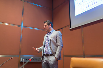 Image showing Speaker giving talk at Business Conference.