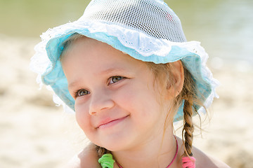 Image showing Happy little girl on the beach in panama