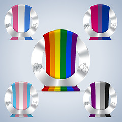 Image showing Sexual orientation badges with flag ribbons