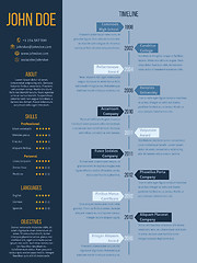 Image showing Modern cv resume design in blue and orange colors