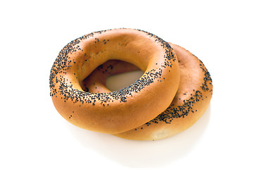 Image showing Bagels with poppy seeds.