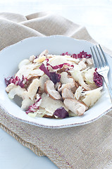 Image showing 
Porcini mushroom salad with celery, radicchio and Parmesan from