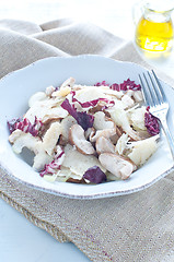 Image showing 
Porcini mushroom salad with celery, radicchio and Parmesan from