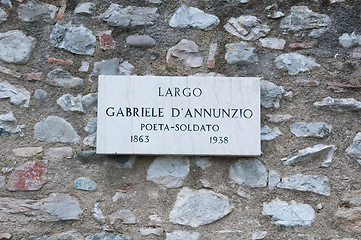 Image showing Road sign indicating a street name in Italian 