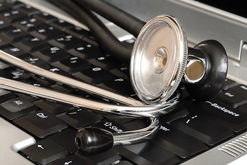 Image showing Stethoscope on Keyboard