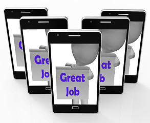 Image showing Great Job Phone Means Well Done And Praise