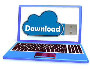 Image showing Download Memory Laptop Shows Online Sharing With Cloud Storage