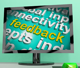 Image showing Feedback Word Cloud Screen Shows Opinion Evaluation And Surveys