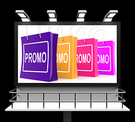Image showing Promo Shopping Sign Shows Discount Reduction Or Save