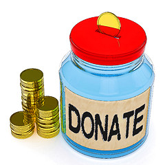 Image showing Donate Jar Means Fundraiser Charity Or Giving