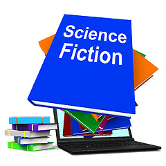 Image showing Science Fiction Book Stack Online Shows SciFi Books
