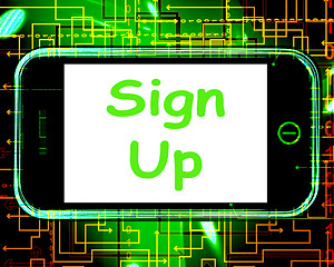 Image showing Sign Up On Phone Shows Join Membership Register