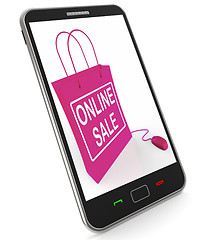 Image showing Online Sale Bag Shows Selling and Buying on the Internet