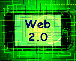 Image showing Web 2.0 On Screen Means Net Web Technology And Network