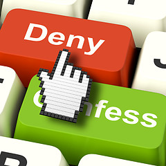 Image showing Denial Deny Keys Shows Guilt Or Denying Guilt Online