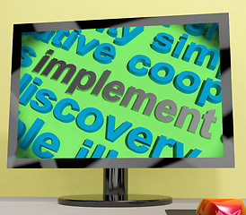 Image showing Implement Word Screen Means Execute Or Put Into Practice