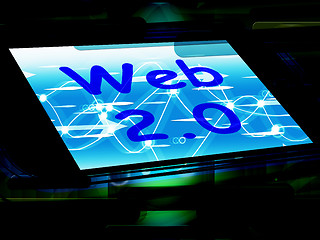 Image showing Web 2.0 On Screen Means Net Web Technology And Network