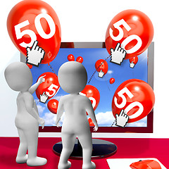 Image showing Number 50 Balloons from Monitor Show Internet Invitation or Cele