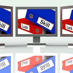 Image showing Skill And Luck Folders Show Expertise Or Chance