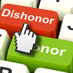 Image showing Dishonor Honor Computer Shows Integrity And Morals