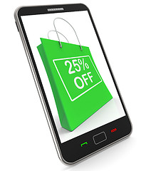 Image showing Shopping Bag Shows Sale Discount Twenty Five Percent Off 25