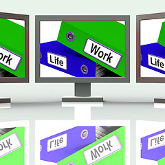 Image showing Life Work Folders Mean Balance Of Career And Leisure