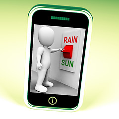 Image showing Sun Rain Switch Shows Weather Forecast Sunny or Raining