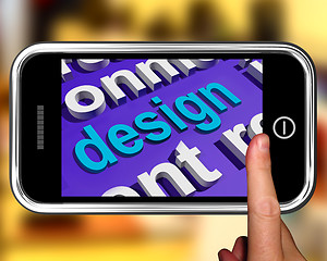 Image showing Design In Word Cloud Phone Shows Creative Artistic Designing