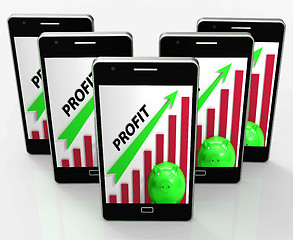 Image showing Profit Graph Phone Shows Sales Revenue And Return