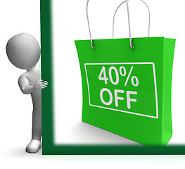 Image showing Forty Percent Off Shopping Bag Shows Reduction