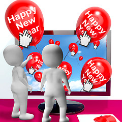 Image showing Happy New Year Balloons Show Online Celebration Or Invitations