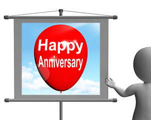 Image showing Happy Anniversary Sign Shows Cheerful Festivities and Parties