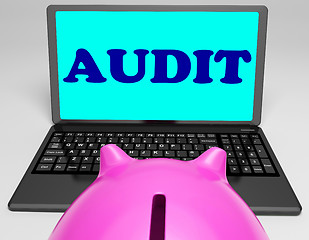 Image showing Audit Laptop Means Auditor Scrutiny And Analysis