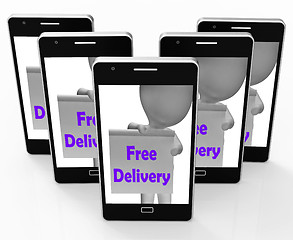 Image showing Free Delivery Sign Shows Item Delivered At No Charge