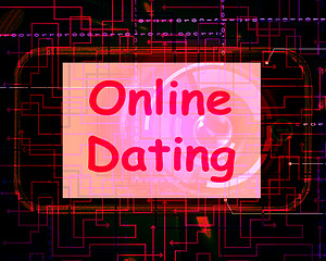 Image showing Online Dating  On Screen Shows Romancing And Web Love