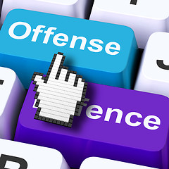 Image showing Offense Aggressive Computer Shows Attack Or Defend